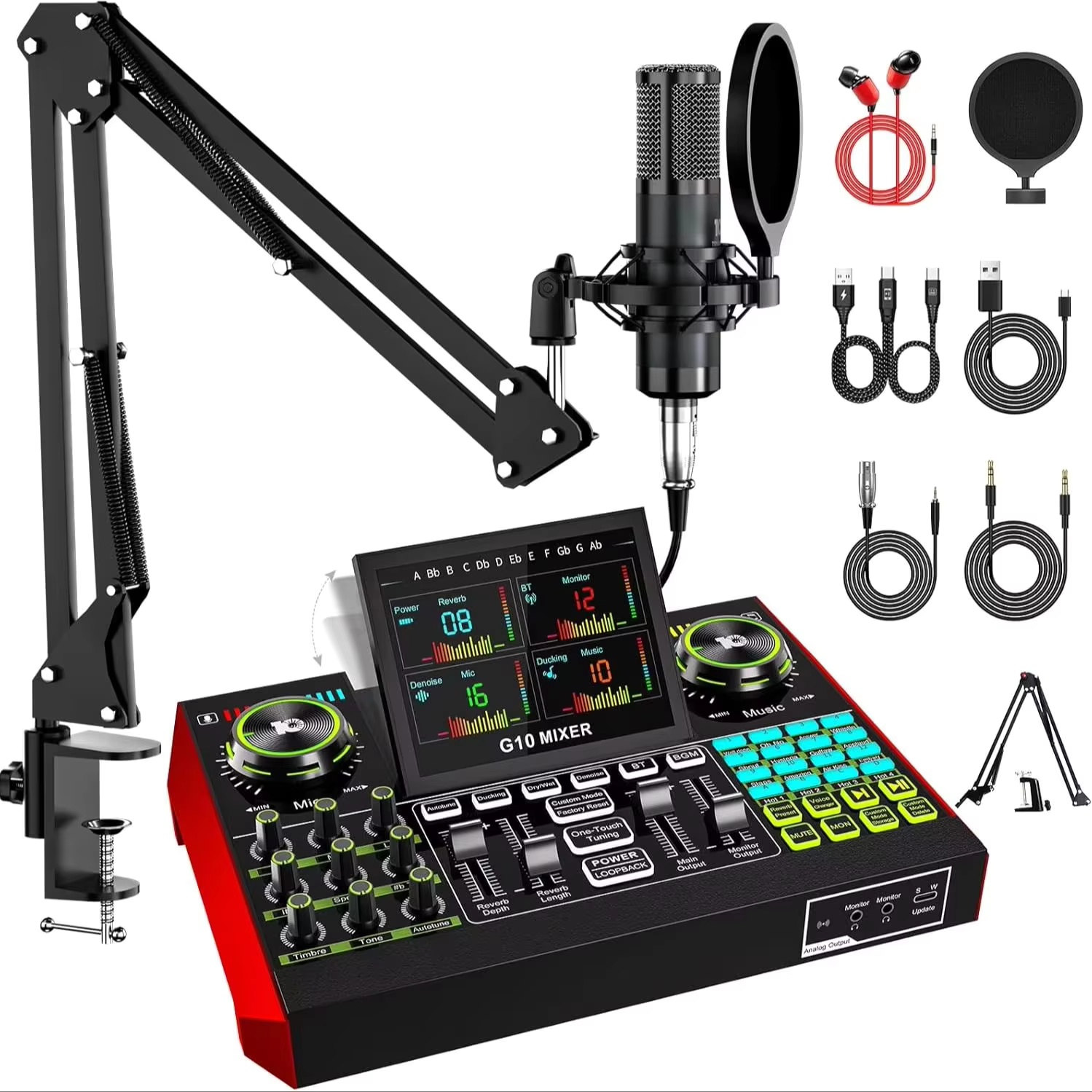 Audio And Music Mixer - Tenlamp G10 라이브 스트리밍 오디오 인터페이스