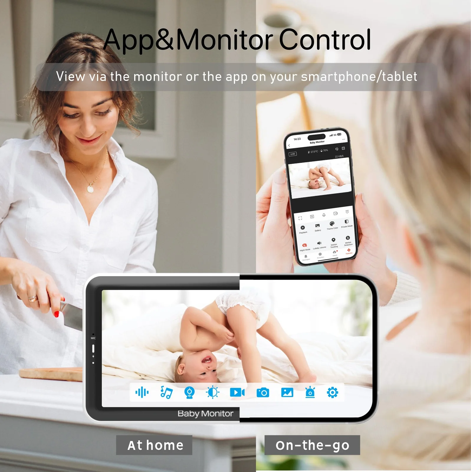 5인치 비디오 베이비 모니터 (PTZ 카메라, 4배 줌 - Audio Music Apps 리뷰 및 가격