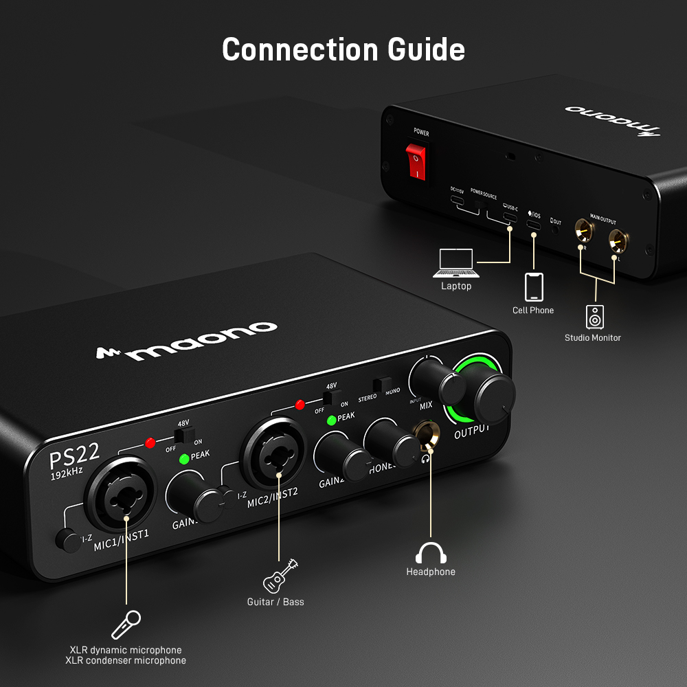 MAONO PS22 프로페셔널 오디오 인터페이스 믹서  - Audio And Music Mixer 리뷰 및 가격