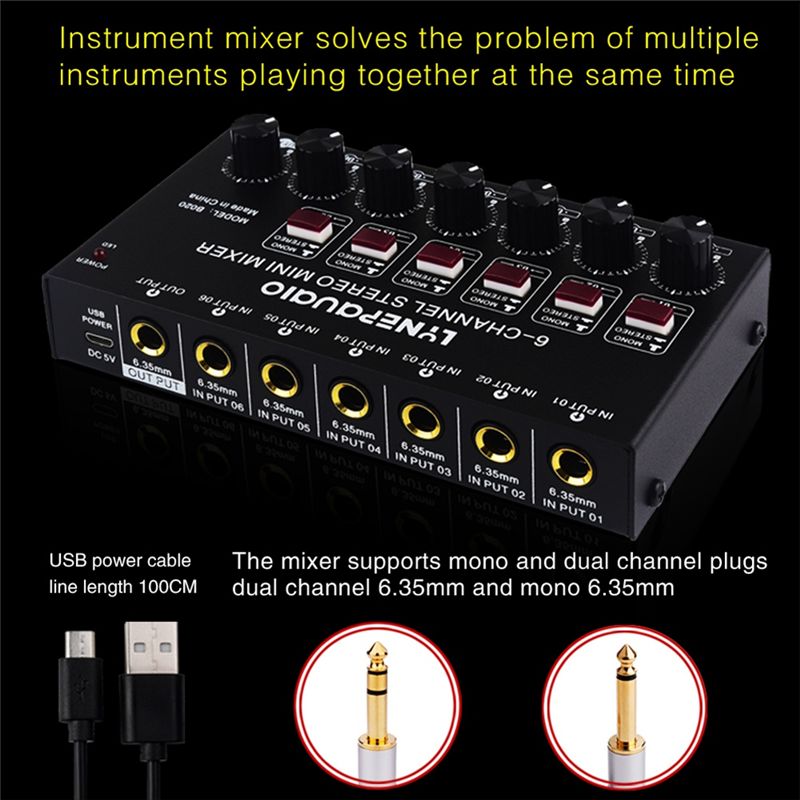 절묘한 미니 6채널 스테레오 오디오 믹서 악기 믹서 전 - Audio And Music Mixer 리뷰 및 가격